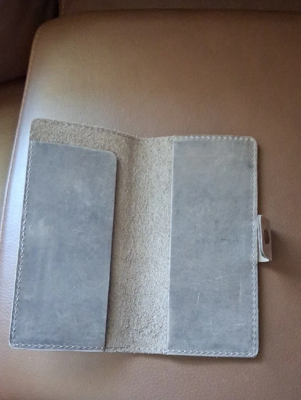 Gray Leather Folio Wallet  Genuine Leather.